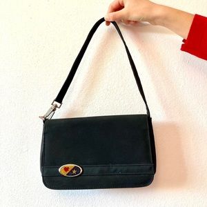 Black vinyl y2k little black shoulder bag